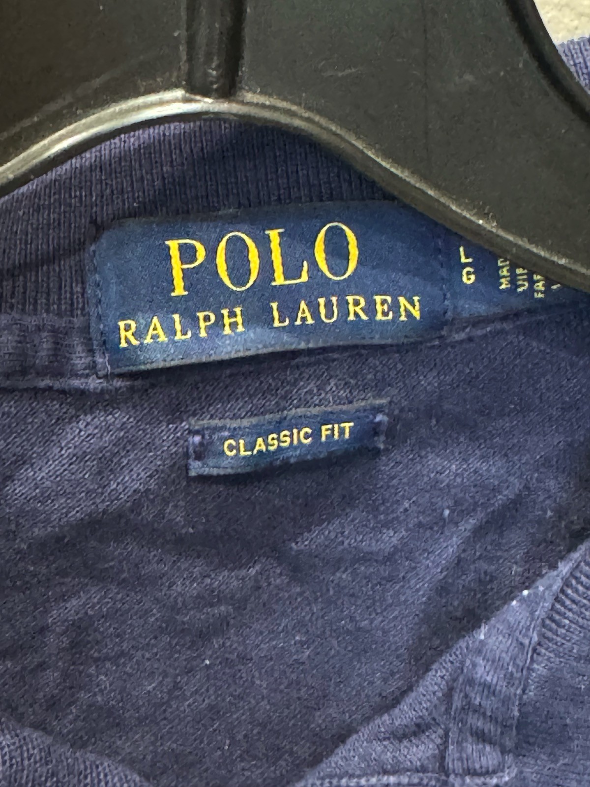 Polo Ralph Lauren Navy Blue POLO SHIRT Large L Classic Fit gallery
