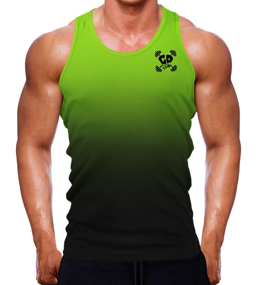 GET DOWN GYM WEAR COLOURED DIP DYED TANK VEST MEN MULTI RACER BACK WORKOUT Y