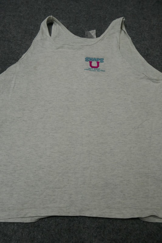 VTG Oneita Shirt Mens Large Gray USA Made Tank Top Graphic Gym Shape U Men gallery