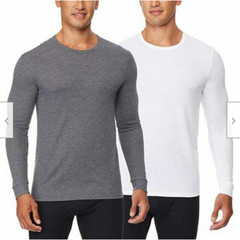 32 DEGREES Men’s Heat Long Sleeve Crew Neck Tee,SIZE S COLOR WHITE / CHARCOAL