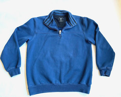 Arrow Mock Neck Sweatshirt Mens Med Blue Pullover Cotton Blend 1/4 Zip