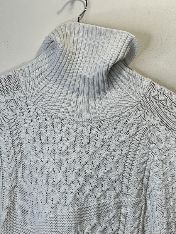 NEW $180 NIKE LIFE CABLE KNIT TURTLENECK SWEATER SWOOSH BONE FB7770-072 MEDIUM gallery