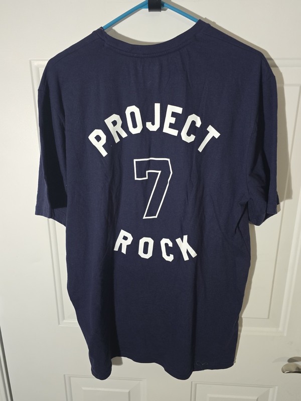 Under Armour Men's Project Rock 7 Short Sleeve T Shirt Midnight Navy NWT gallery