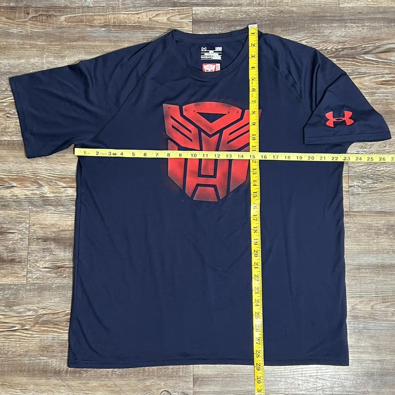 Under Armour Transformers AutoBots Logo HeatGear Navy Blue Shirt Mens Size Large gallery