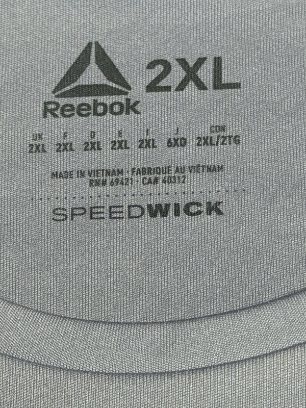 Reebok Speedwick Delta Triangle Work Out L. Grey Blue Tee Shirt Mens Size 2X gallery