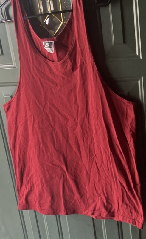 Vintage 90’s Nike Men's Sleeveless Scoop Neck Muscle Tank Top Red Cotton Size L gallery