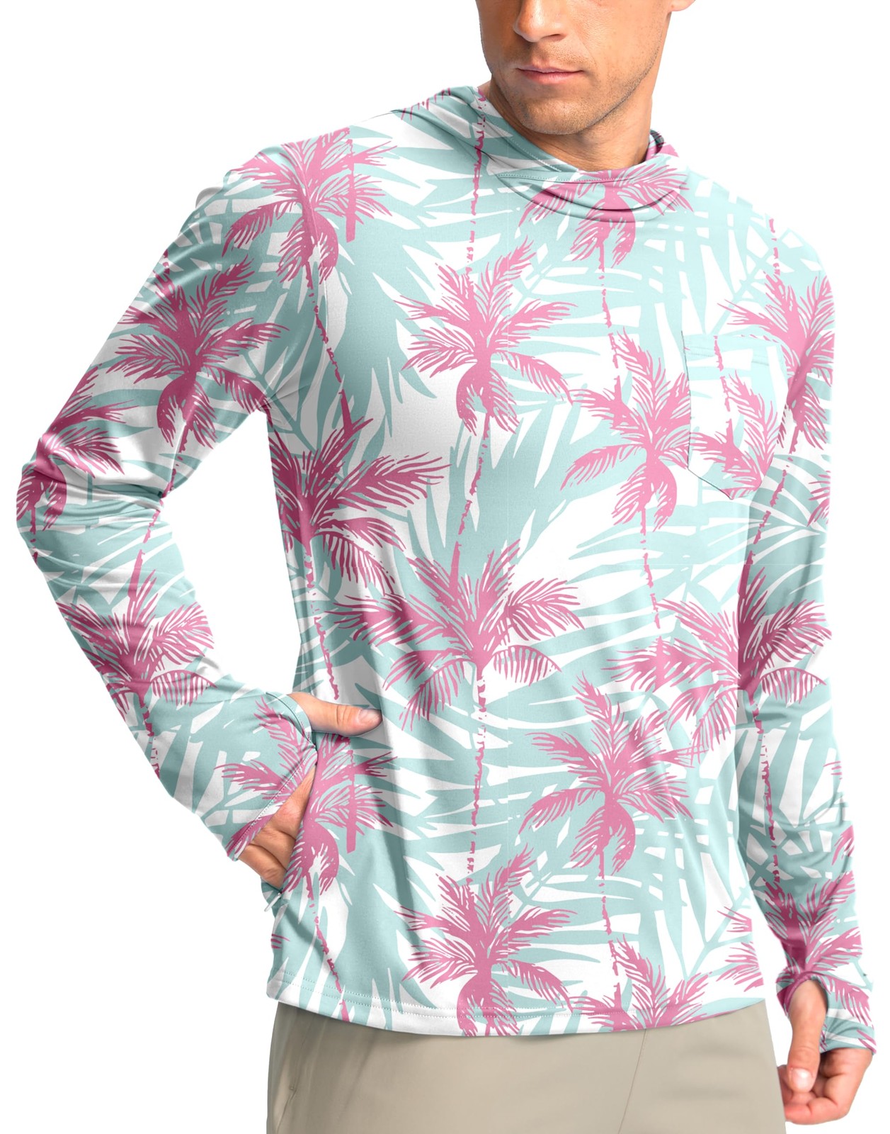 Men's Sun Protection Shirts UPF 50+ Long Sleeve Hoodie with 2 Pockets UV SPF ... gallery