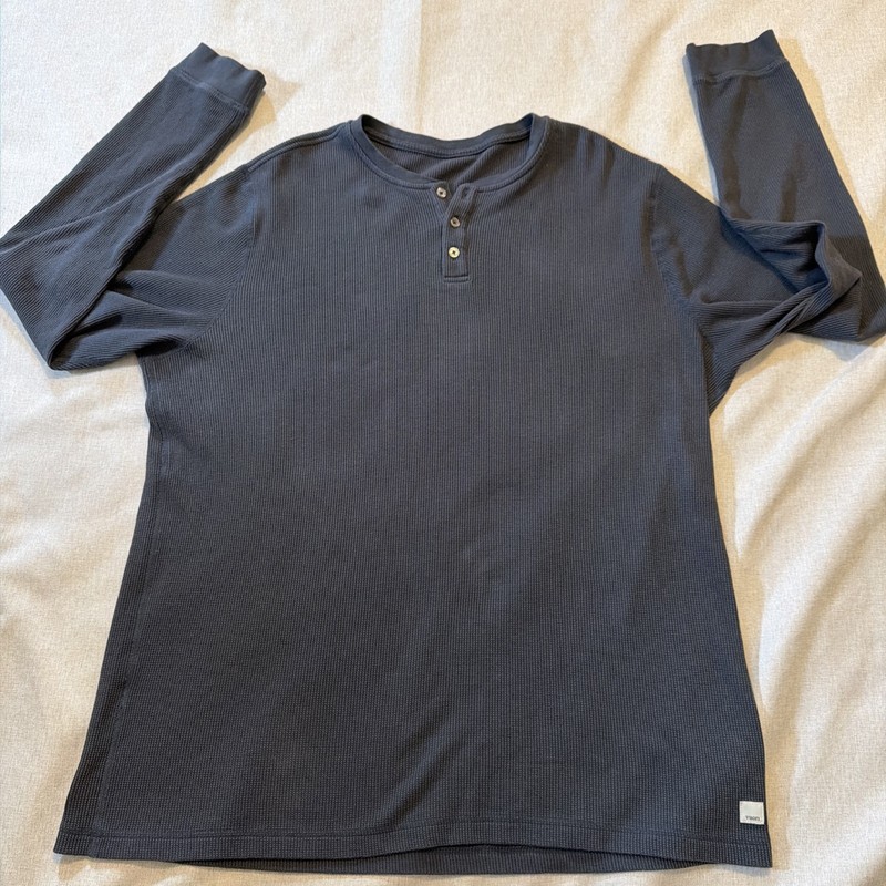 Vuori Shirt Mens 2XL Blue Or Grey Long Sleeve Performance Henley Gym Preppy gallery