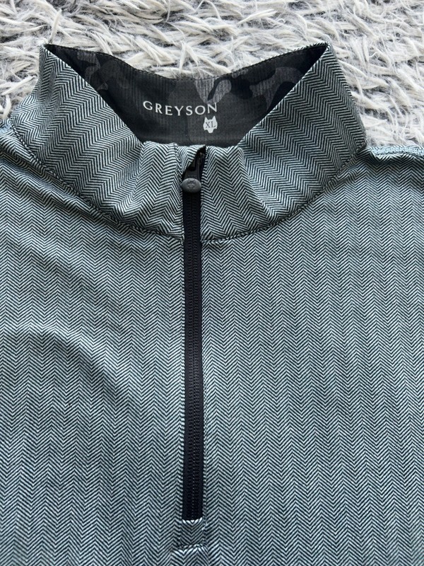 Greyson Pullover Mens XL Green Herringbone Tate 1/4 Zip Golf Stretch Mock Neck gallery