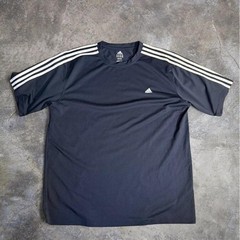 Adidas Climalite Navy Blue 3 Stripe Athletic Shirt Mens 2XL Training Gym Soccer