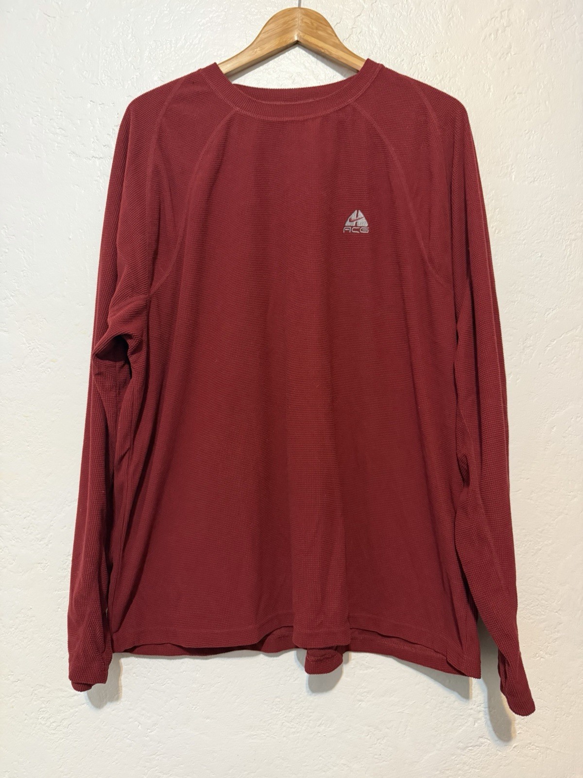 Nike ACG Waffle Texture Fleece Long sleeve Shirt XXL Red gallery