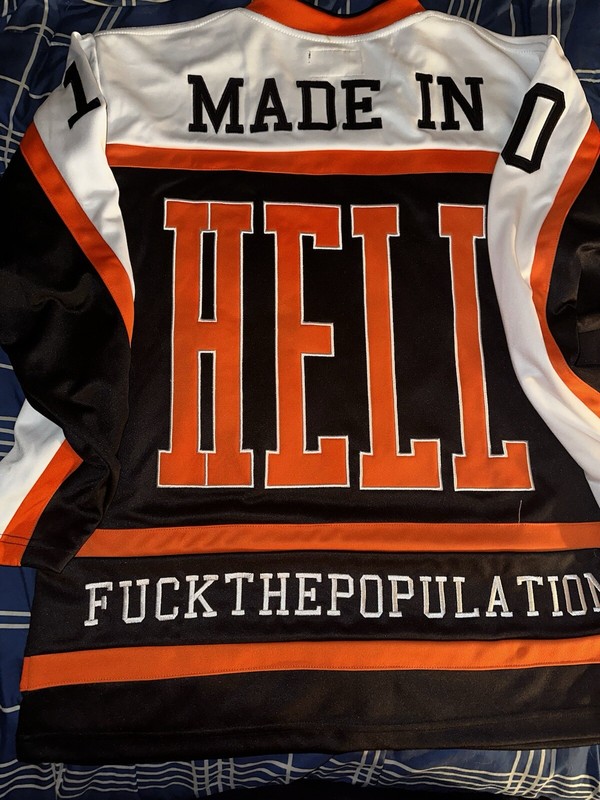FTP Made In Hell Hockey Jersey Black Orange Large FuckThePopulation NHL All Star gallery