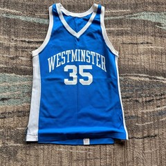 Vintage 80’s Champion Westminister Light Blue White Basketball Jersey Sz Medium