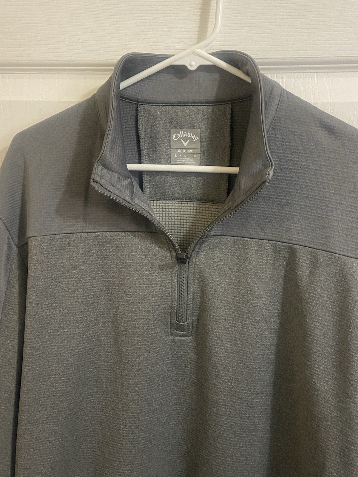 Callaway Opti Dri 1/4 Zip Pullover Mock Neck Men’s Large Gray Golf Performance gallery