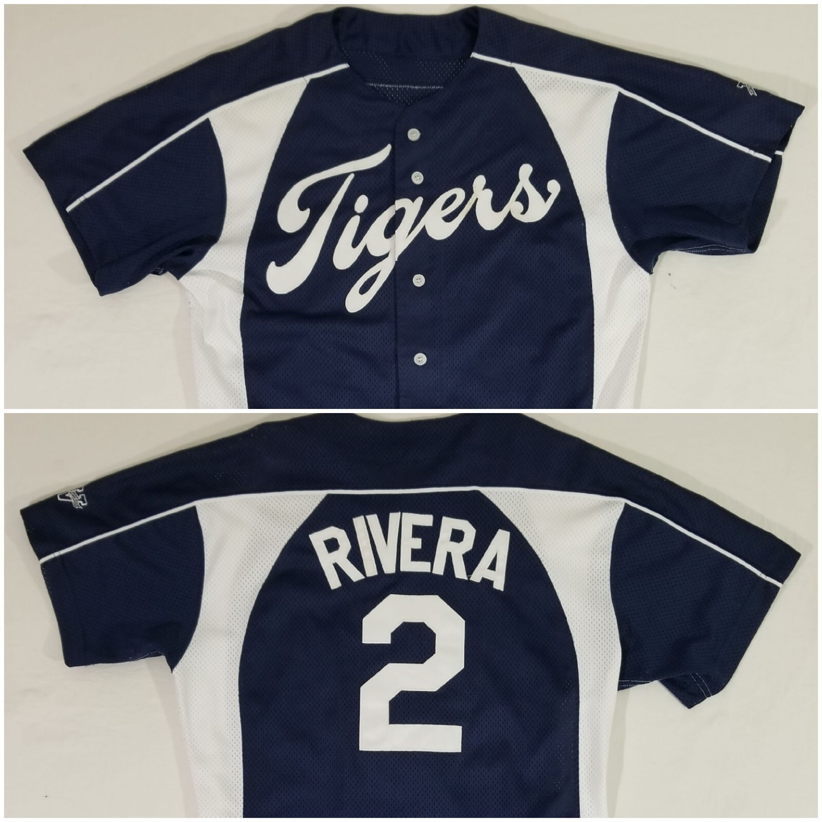 Victory Custom Athletic TIGERS #2 RIVERA Baseball Jersey Sz 42 Blue Stitched USA gallery