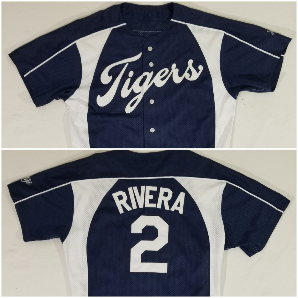 Victory Custom Athletic TIGERS #2 RIVERA Baseball Jersey Sz 42 Blue Stitched USA