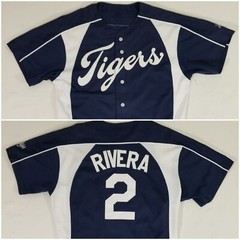Victory Custom Athletic TIGERS #2 RIVERA Baseball Jersey Sz 42 Blue Stitched USA