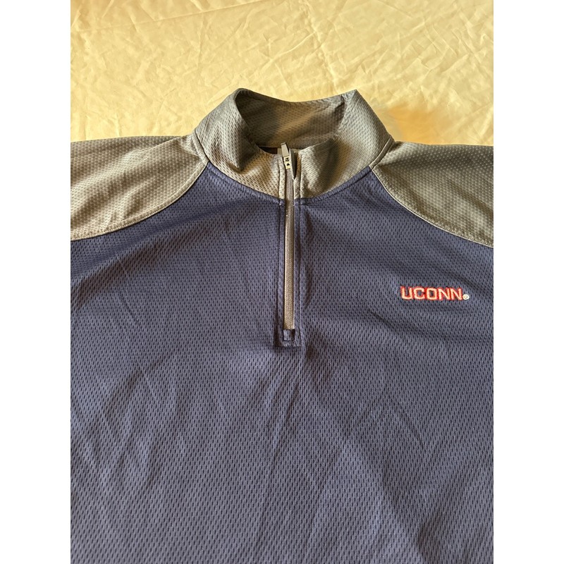 UConn Huskies Quarter Zip Pullover Mens XL Navy Grey Colorblock Mesh Excellent gallery
