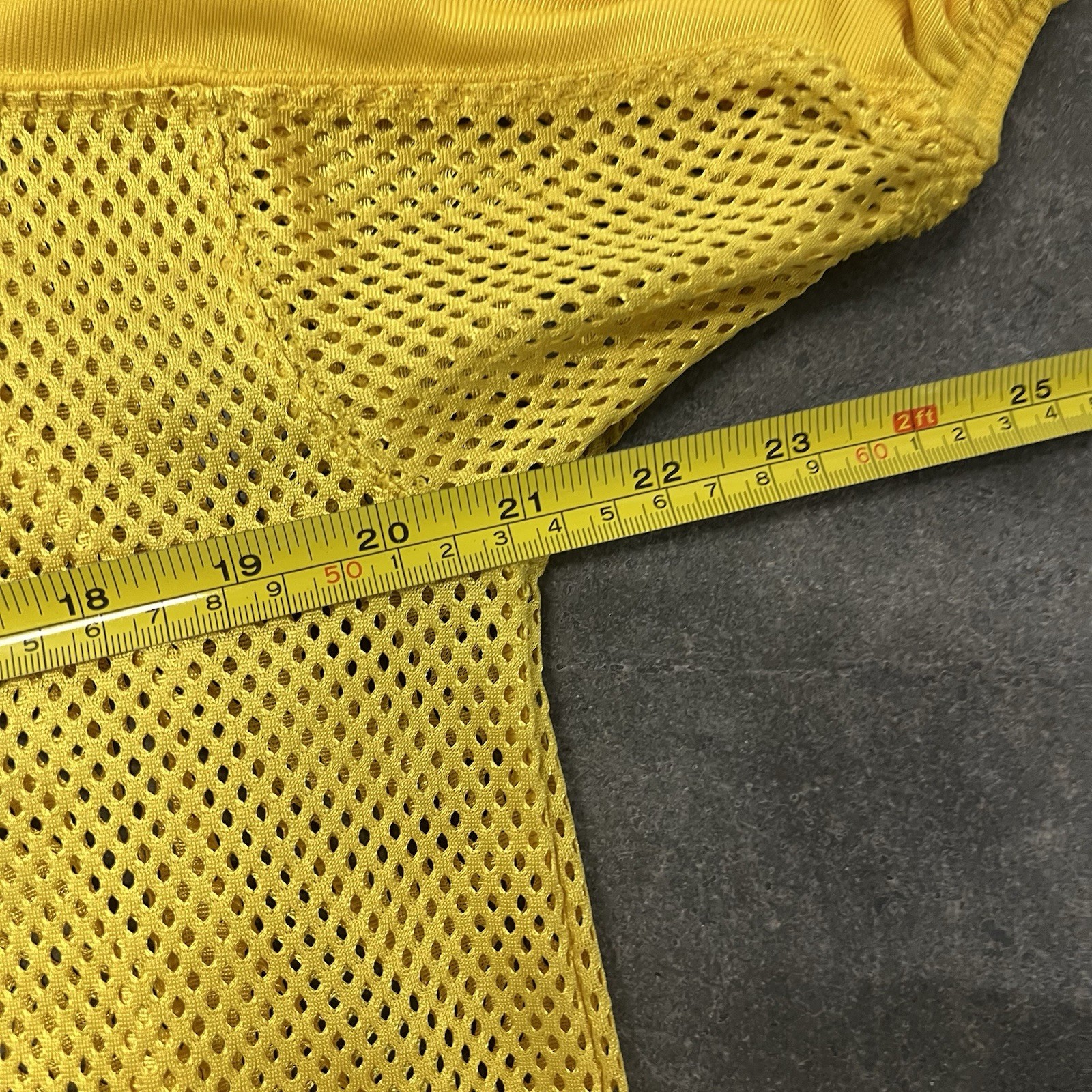 True Vintage 70s 80s Yellow Reversible Mesh Cropped Practice Football Jersey M gallery
