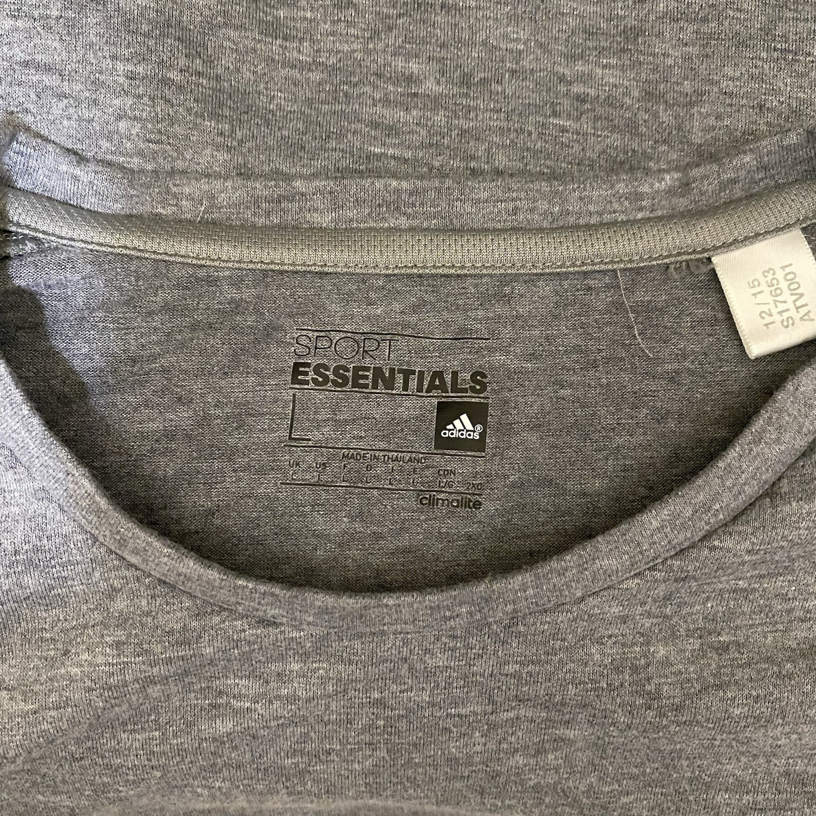 Adidas Grey Sport Essential Athletic Wear Mens Shirt Size L gallery