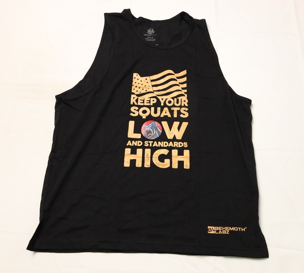 Behemoth Labz Men's Keep Your Squats Low Graphic Muscle Tank CF6 Black Medium