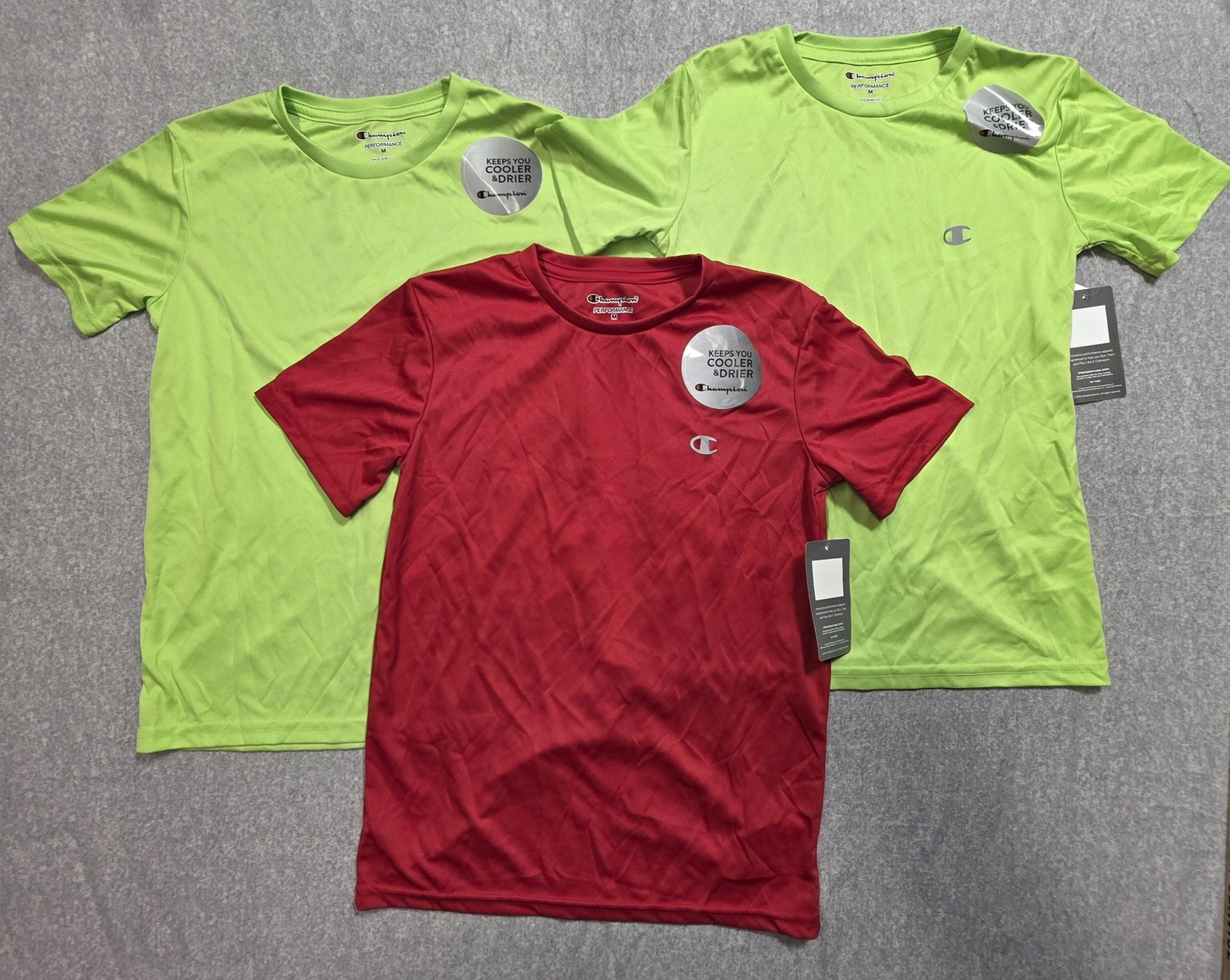 Champion Shirts Lot Mens Medium Green Red Performance Athletic You Drier gallery
