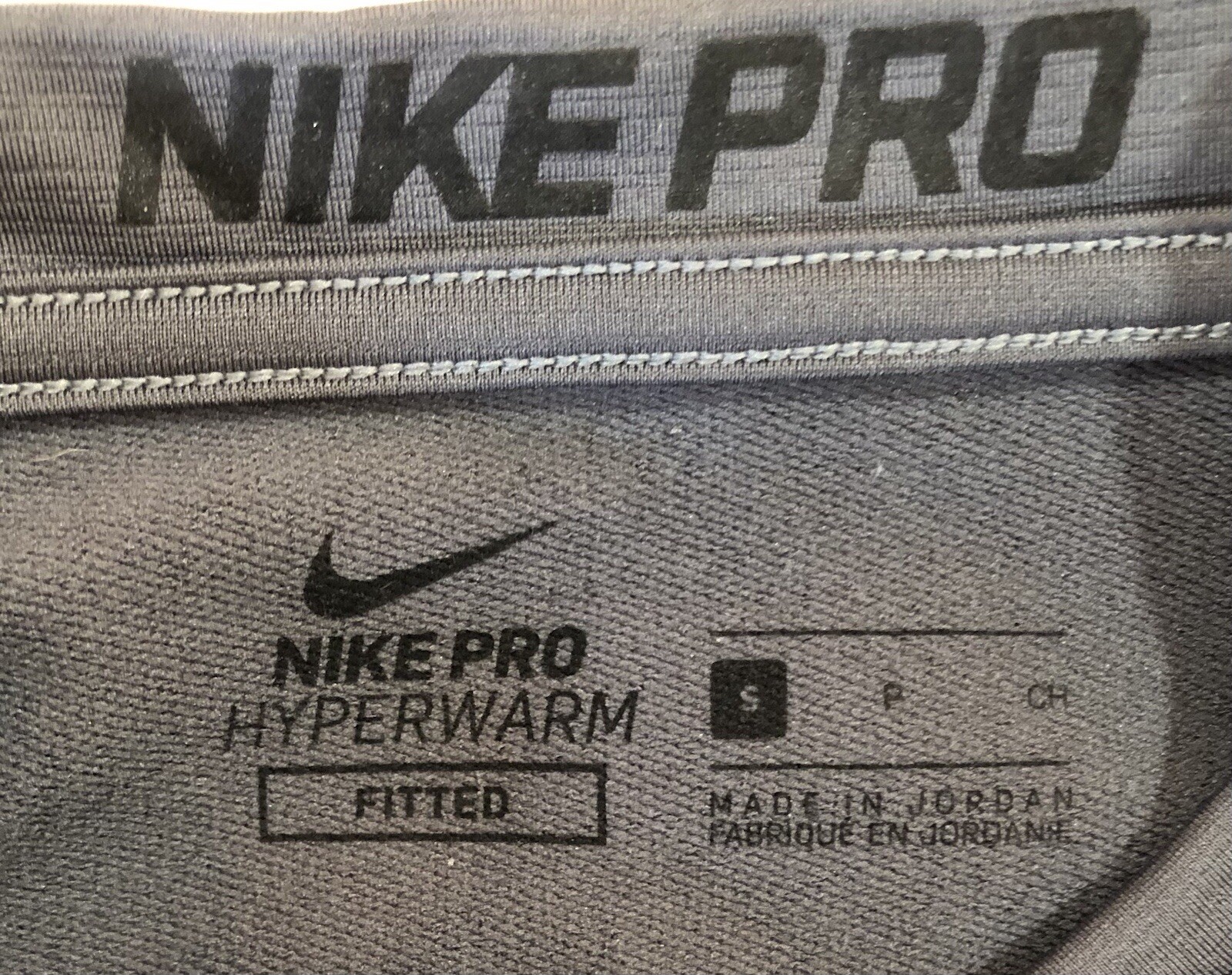 NIKE Mens Small Dk Gray Pro HyperWarm Fitted Long Sleeve Dri Fit gallery