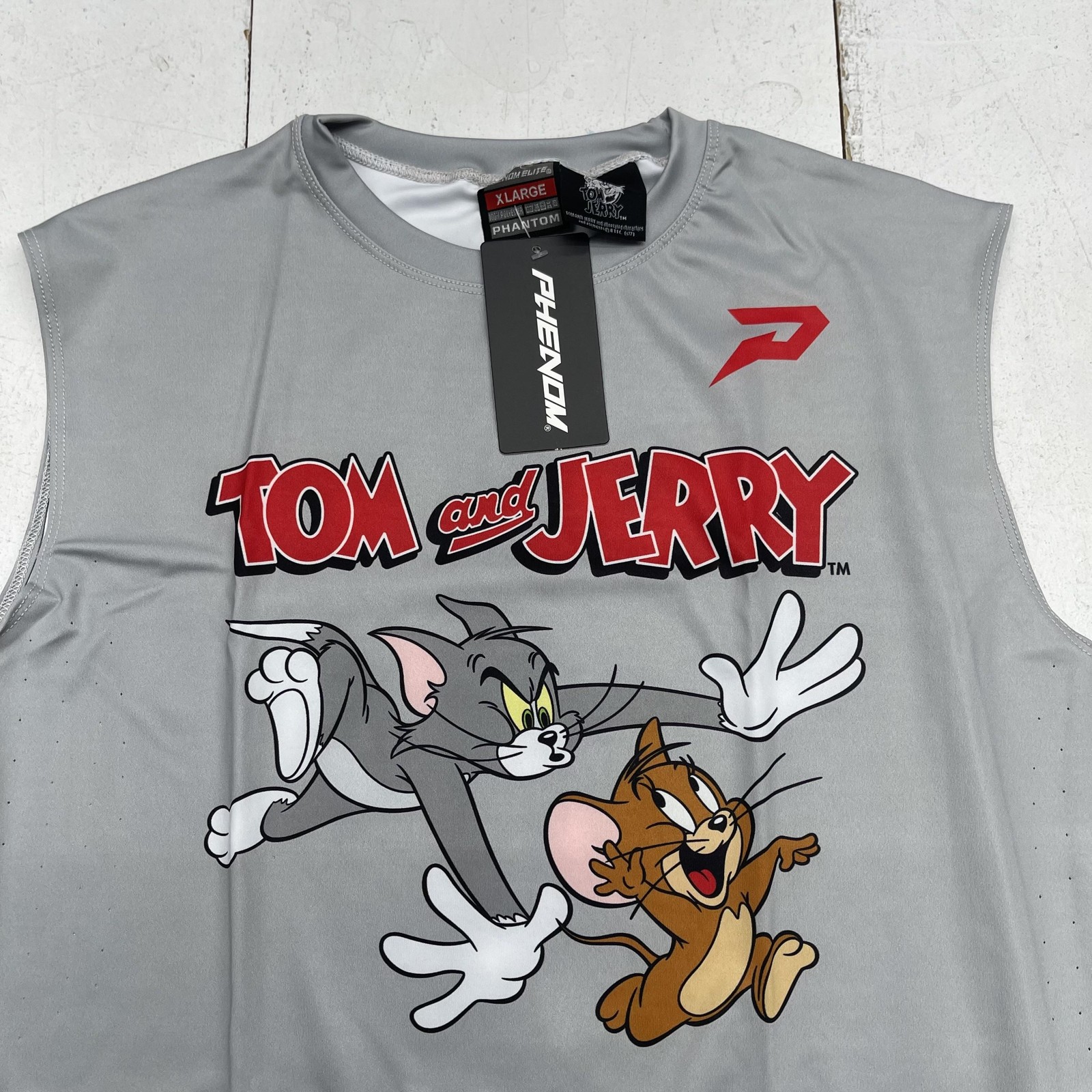 Tom And Jerry Shirt Mens XL Gray Red Sleeveless Phenom Elite Graphic Athletic gallery