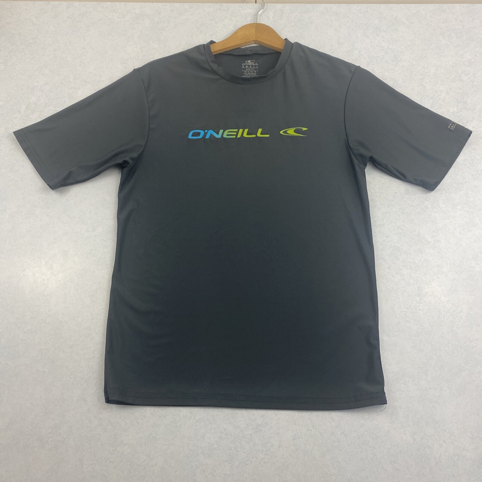 Oneill Water Shirt Men's Small Slim Fit Rashguard Gray Beachwear Spell Out Logo gallery