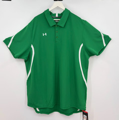 Under Armour Mens 3XL HeatGear Polo Shirt Green White Golf Coaching Sport NWT