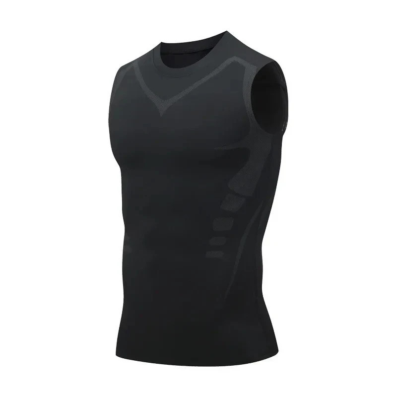 Men Compression Shirt Version Ionic Shaping Sleeveless Vest Sport Tank Top S-2XL gallery
