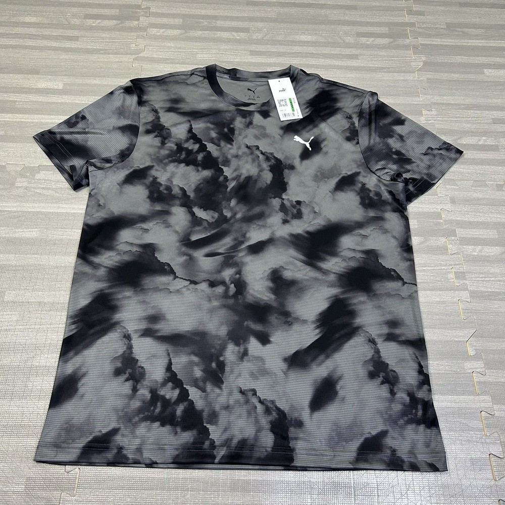 Puma Fairway Short Sleeve Active T-Shirt Mens Large Cool Dark Gray Tie-Dye $35
