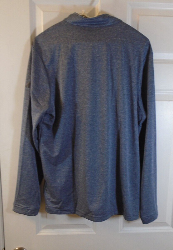 Adidas Golf, men's LS UPF50 pullover, blue heather and black, size M, NWT gallery