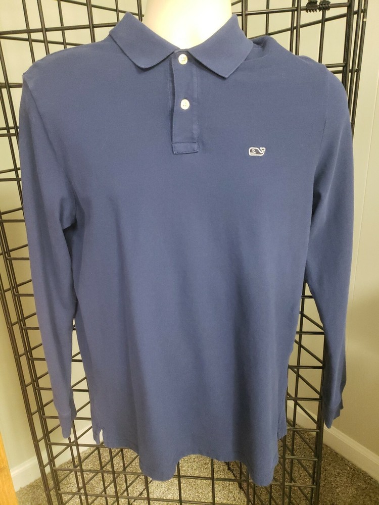 Vineyard Vines Performance Mens Polo Golf Shirt Navy Blue small Long Sleeved