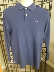 Vineyard Vines Performance Mens Polo Golf Shirt Navy Blue small Long Sleeved