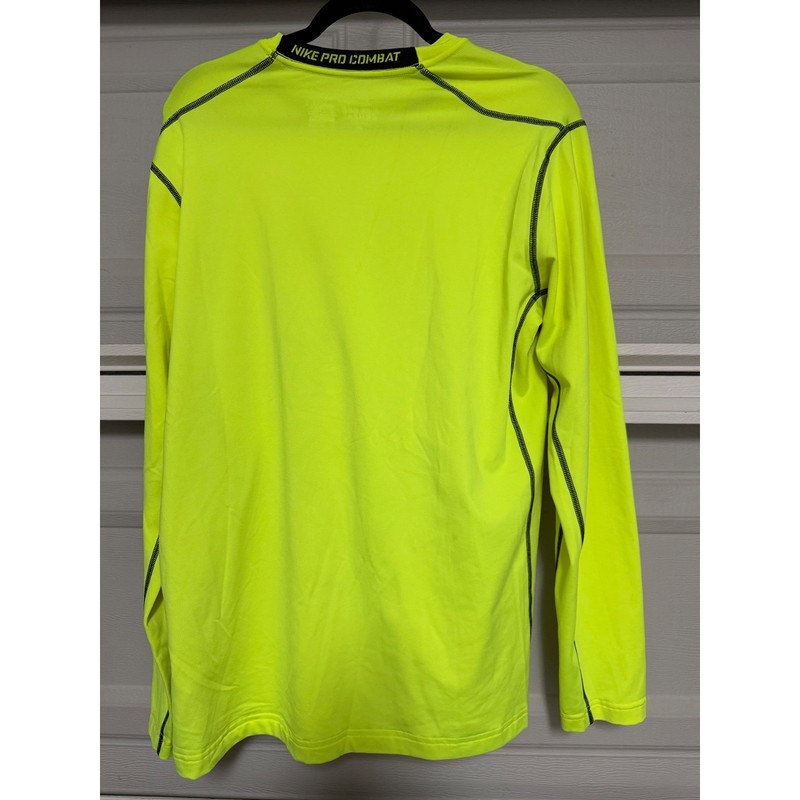 Nike Pro Combat Hyperwarm Mens XL Volt Neon Yellow Long Sleeve DriFIT Top 547809 gallery