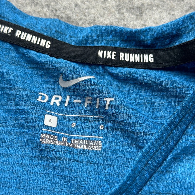 Nike Breathe Running T-Shirt Men L Blue Reflective Mesh Short Sleeve 904800 gallery