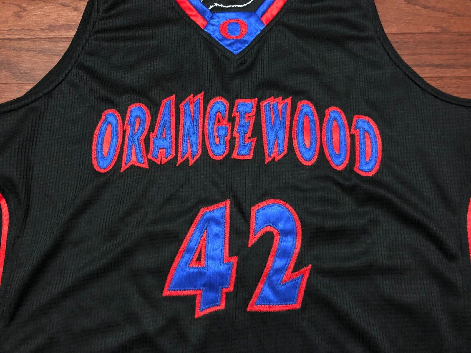 ORANGEWOOD BASKETBALL JERSEY MENS LARGE BLACK BLUE SCHOOL TEAM UNIFORMS L gallery