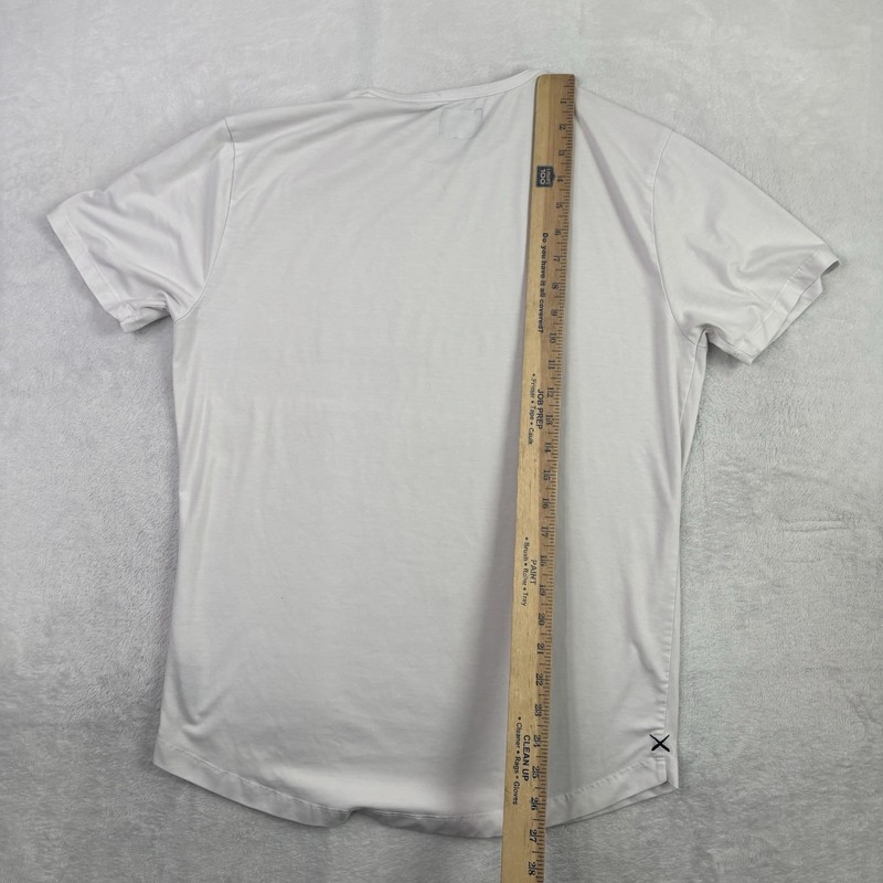Cuts White Curve-Hem Short Sleeve Activewear Athletic Pullover Shirt Mens Medium gallery