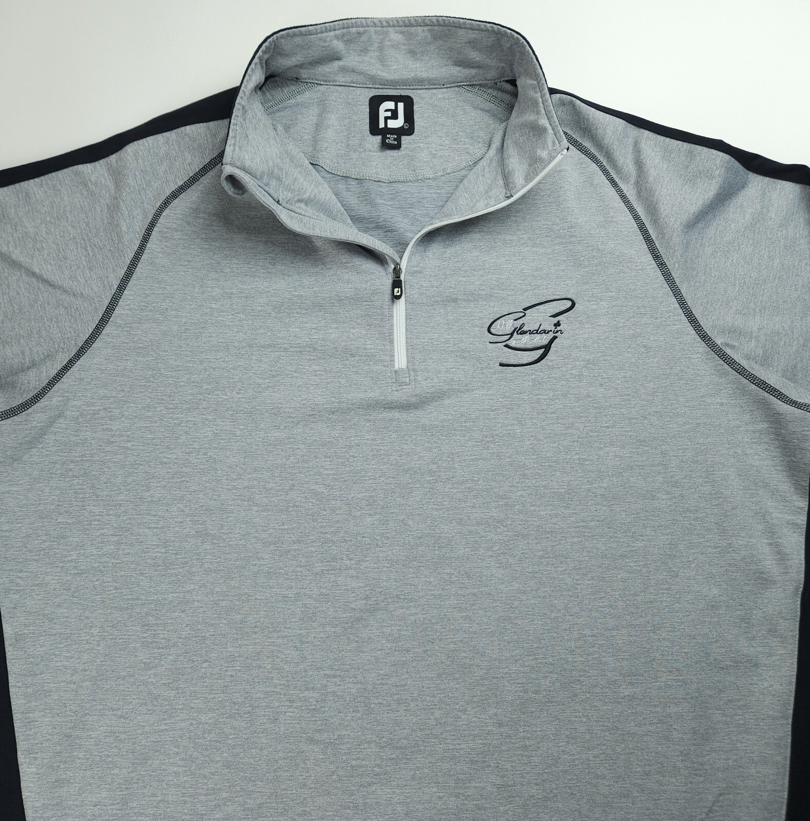 LARGE FootJoy Golf Quarter Zip Pullover Men Grey Black L/S Glendarin Hils gallery