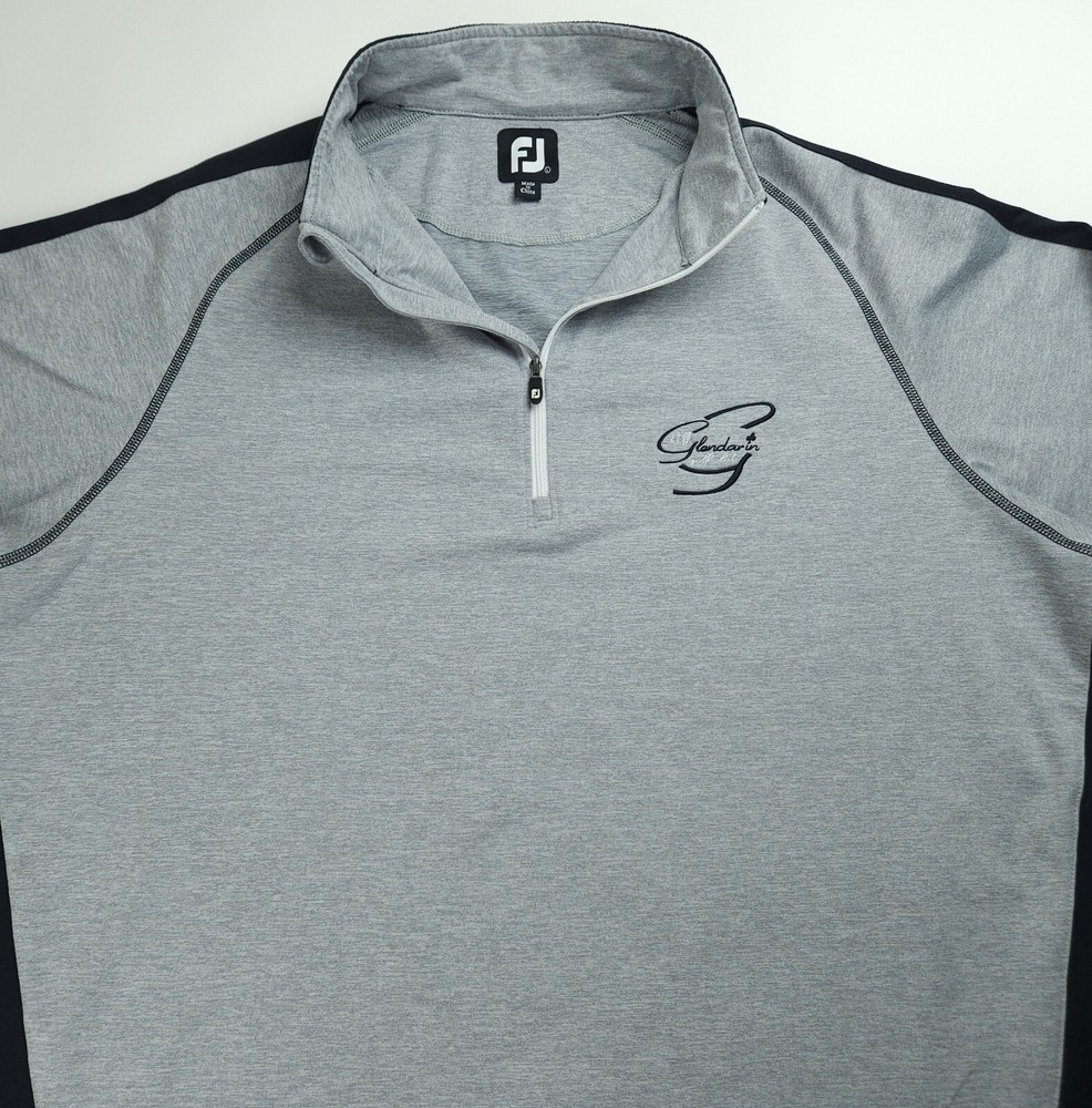 LARGE FootJoy Golf Quarter Zip Pullover Men Grey Black L/S Glendarin Hils