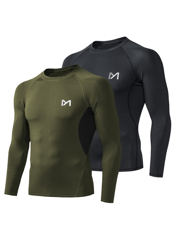 2X Men Compression Long Sleeve Muscle Shirts Workout Gym Sports Running Dry Cool gallery