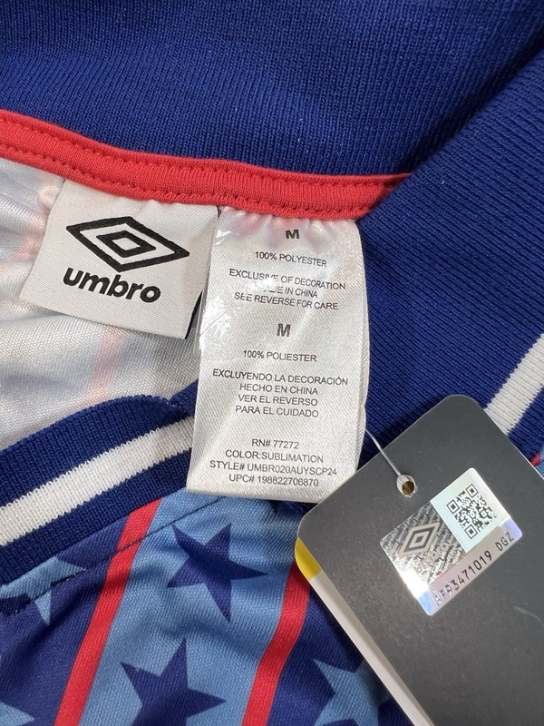 NEW Umbro Team USA Soccer Jersey Mens Medium Blue Stars Stripes V-Neck Polo gallery