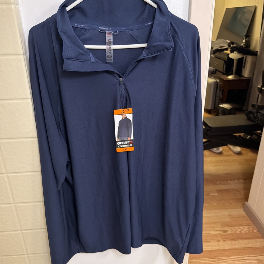 Gerry Men's Navy Active Quarter Zip Top, Blue Size XXL