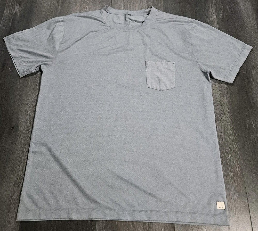 Vuori Tradewind Performance Tee Men XL Blue Stretch Pocket UPF Quick Dry Light