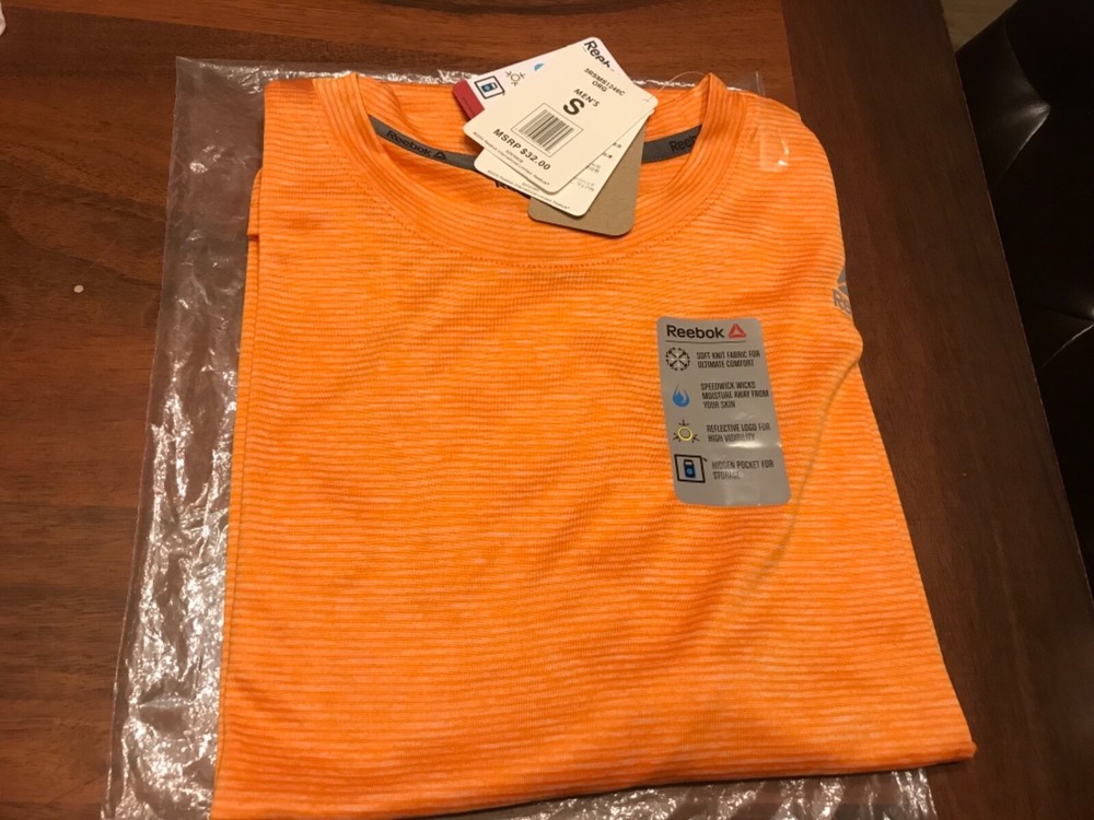 Reebok Mens' Active Speedwick Relaxed Fit Shirt -Small Orange - NWT