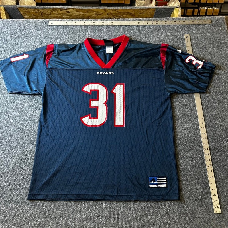 Adidas Jersey Mens XXL Houston Texans Aaron Glenn 31 Navy Red Mesh NFL Sport gallery