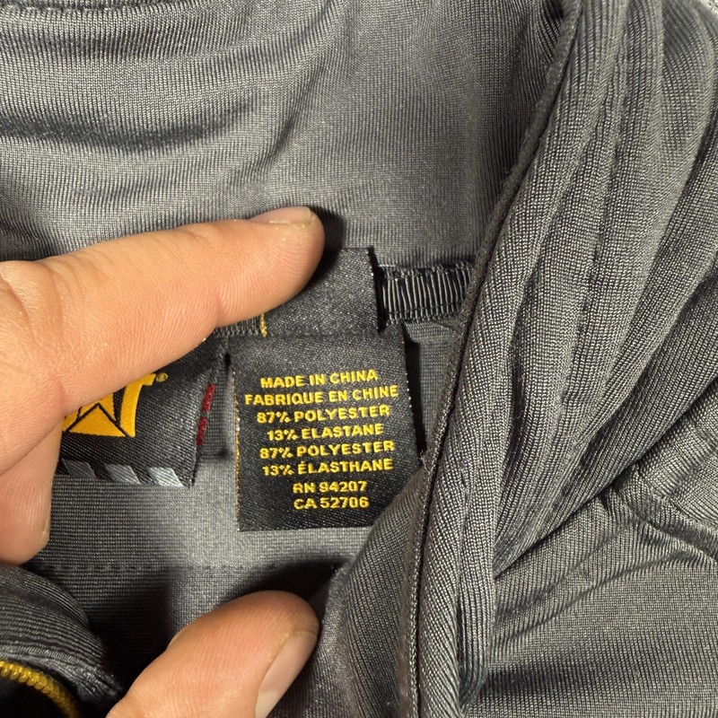 CAT Pullover Mens XL Gray Quarter Zip Long Sleeve Workwear Stretch Shirt Top gallery