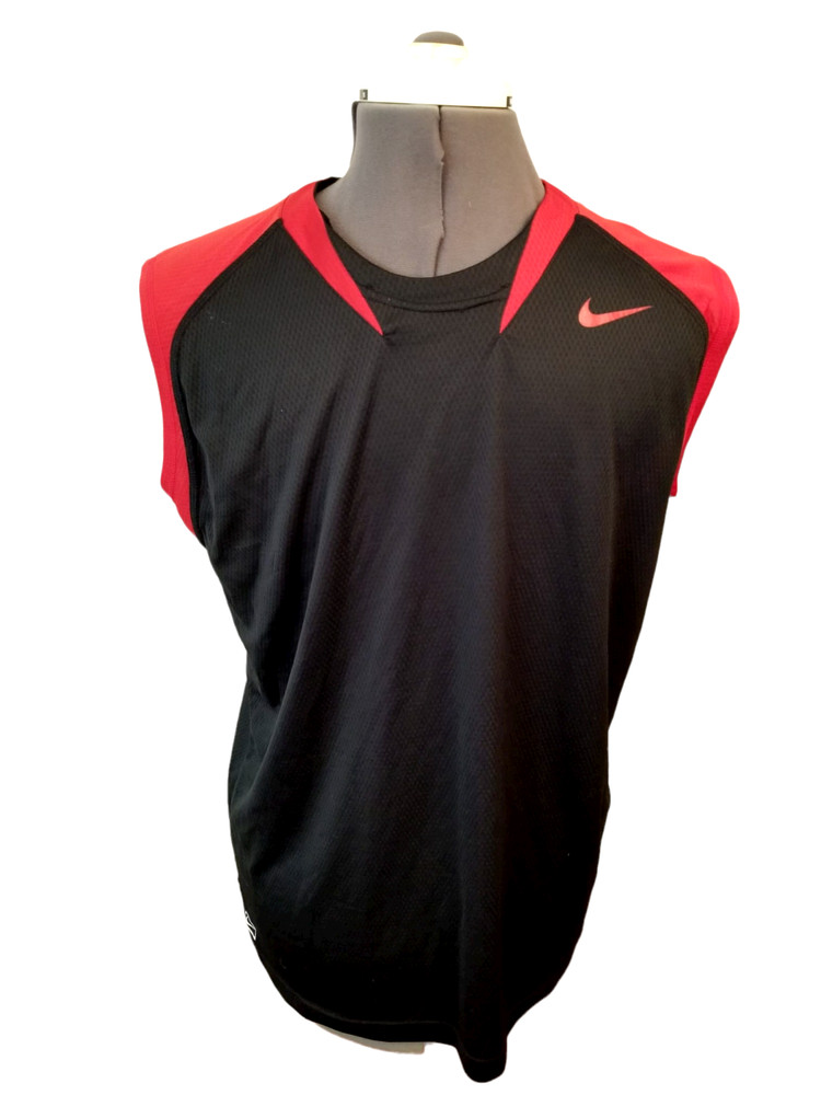 Nike Performance Black Red Men's Shirt Sleeveless Athletic Size Large Length 29