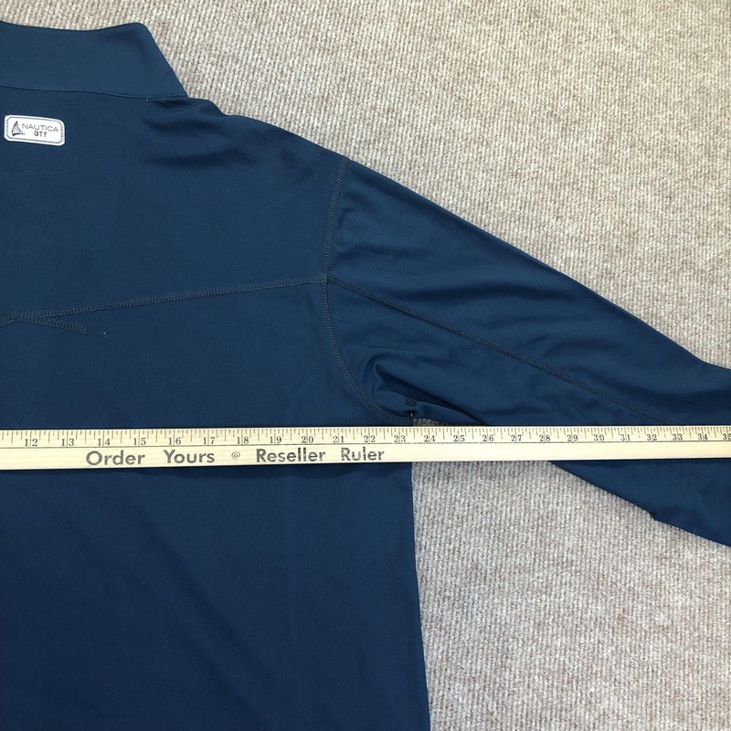 Nautica Pullover Mens Large Blue OTF 1/4 Zip Offshore Fishing Performance Top gallery